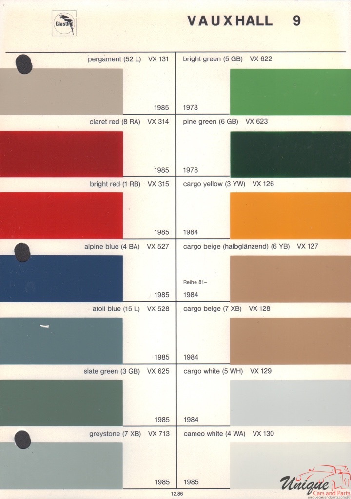 1985 Vauxhall Paint Charts Glasurit 2